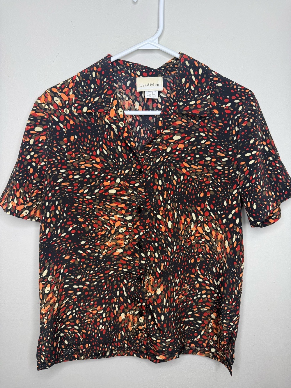 Vintage Tradition Multicolor Abstract Confetti Dot Button Up Shirt Size 8